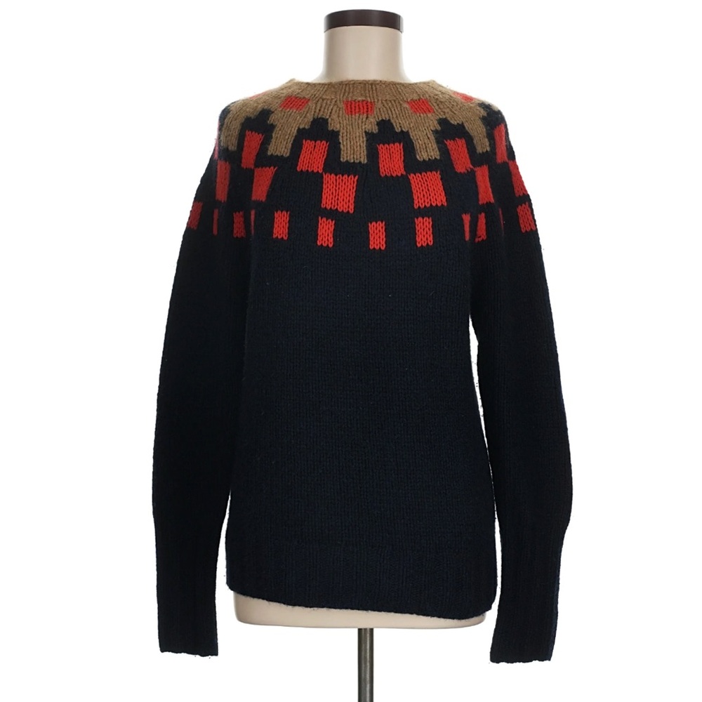 J. Crew Collection Cashmere Mohair Knit Sweater Geometric Design 2012 Rare Style